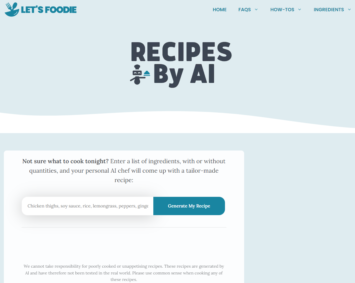 Vamos Generador de recetas Foodie AI